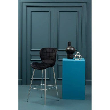 Warton Black Velvet Bar Chair - Image 2