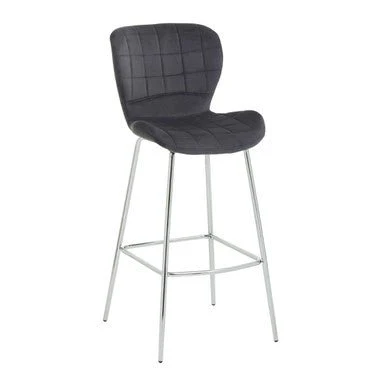 Warton Grey Velvet Bar Chair - Image 3