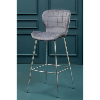 Warton Grey Velvet Bar Chair - Image 6