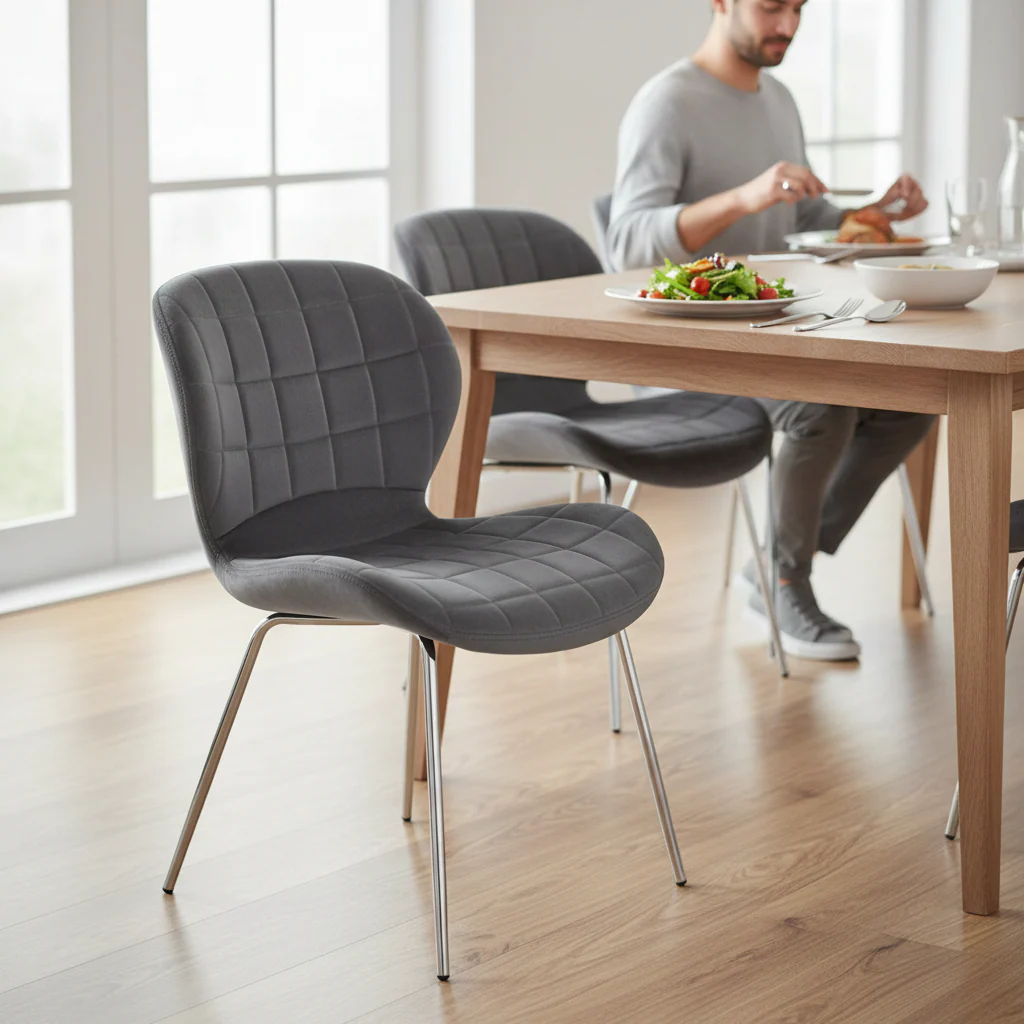 Warton Grey Velvet Dining Chair - Image 2