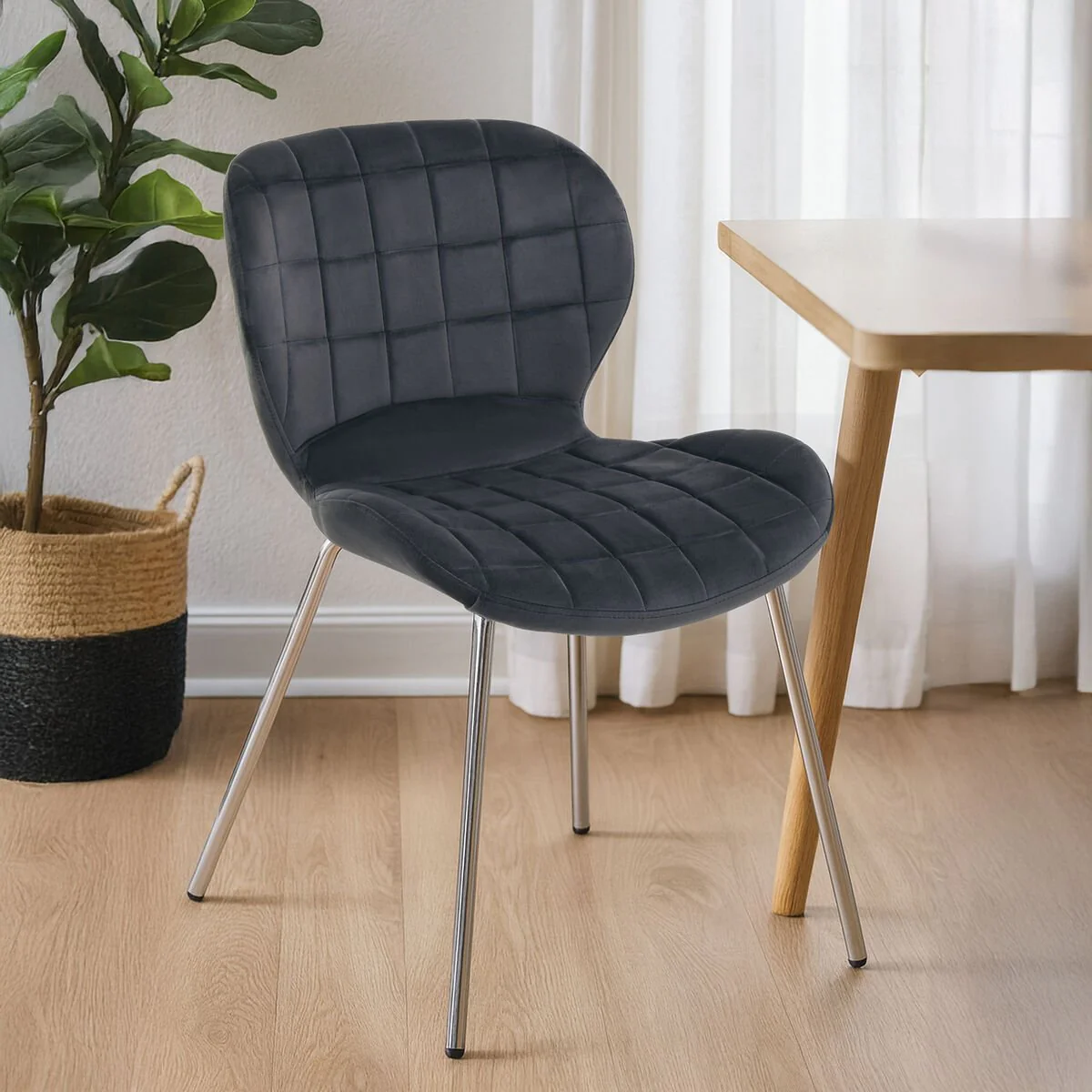 Warton Grey Velvet Dining Chair - Image 6