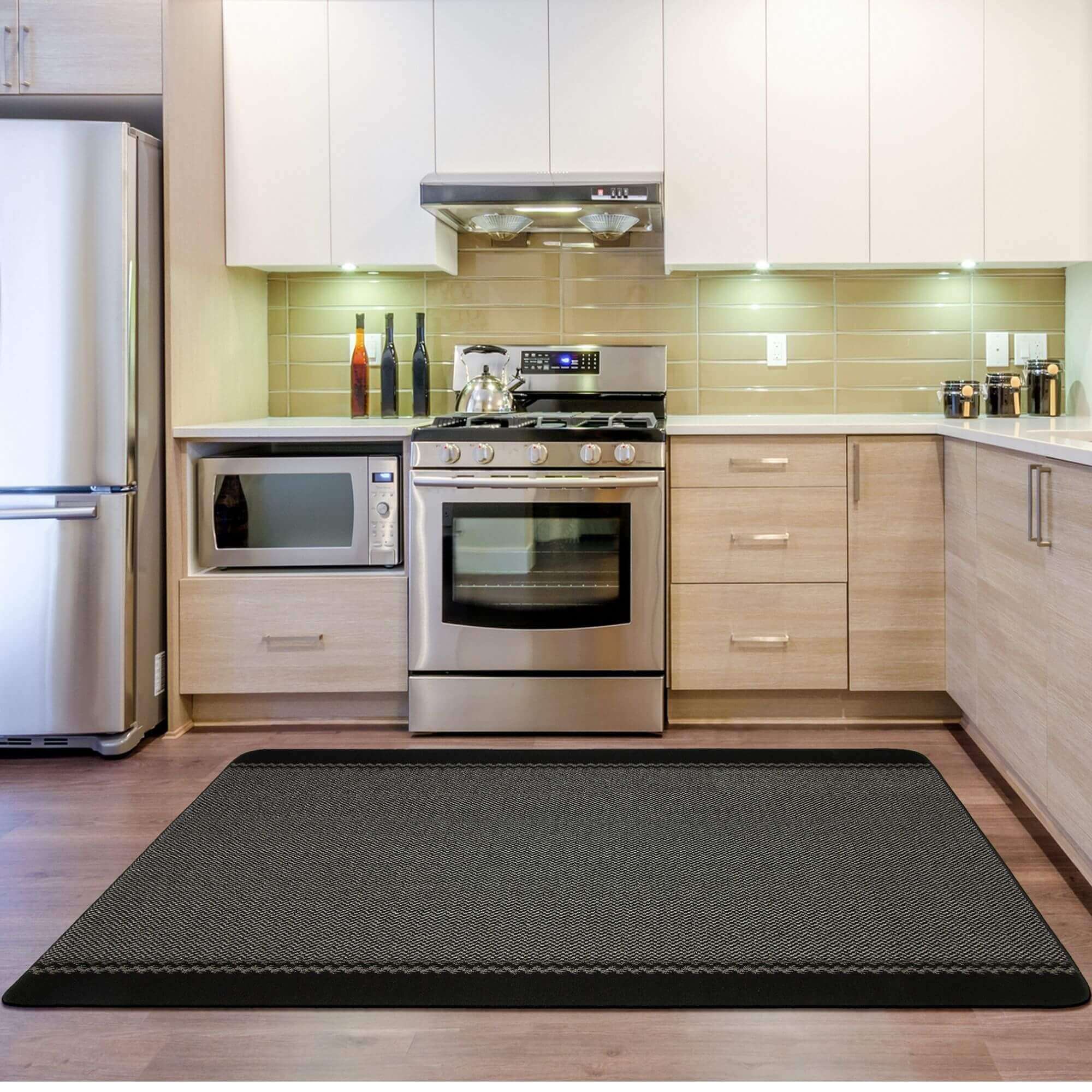 Washable Bordered Black Rug | 116Bl - Image 2