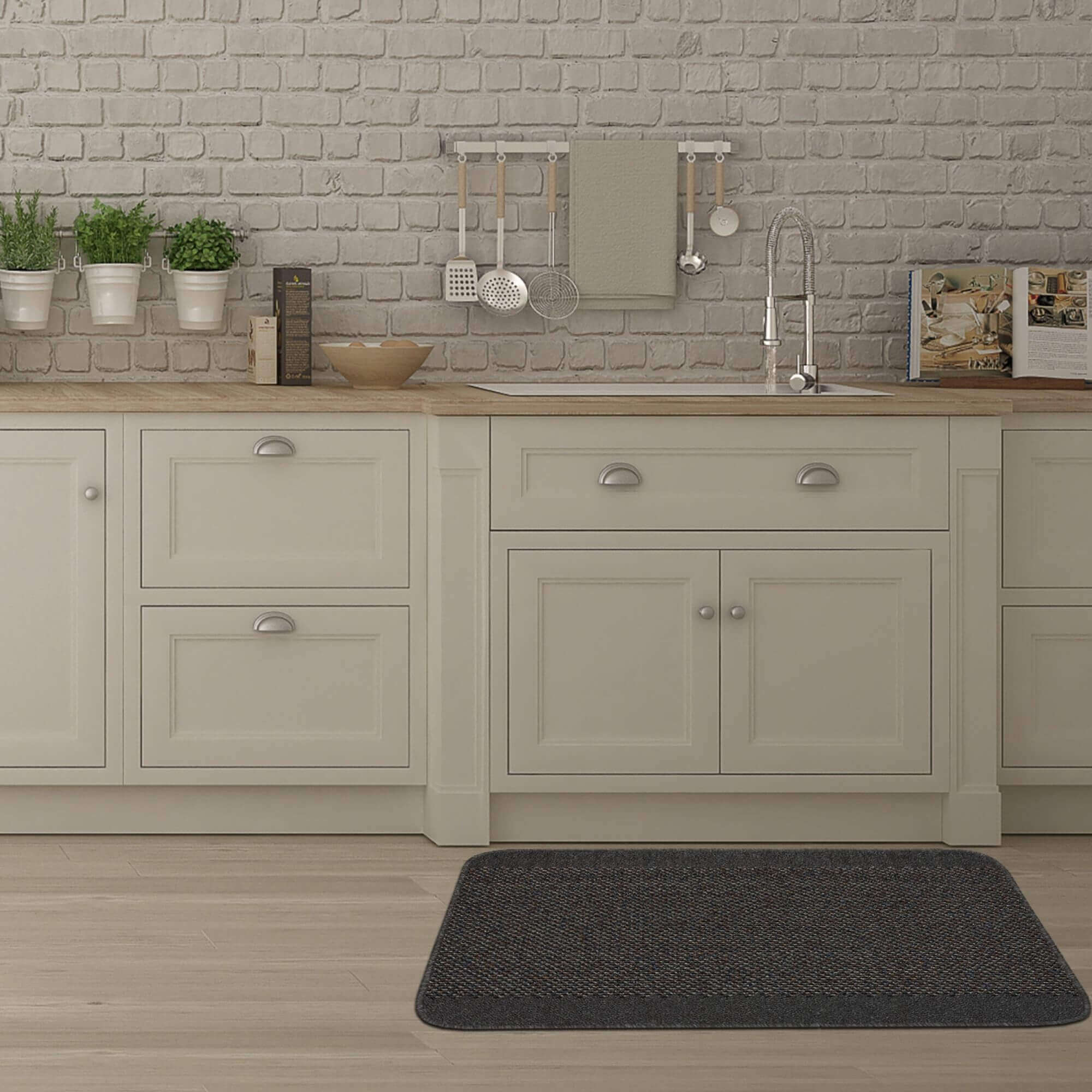 Washable Bordered Dark Grey Rug | 110D - Image 4