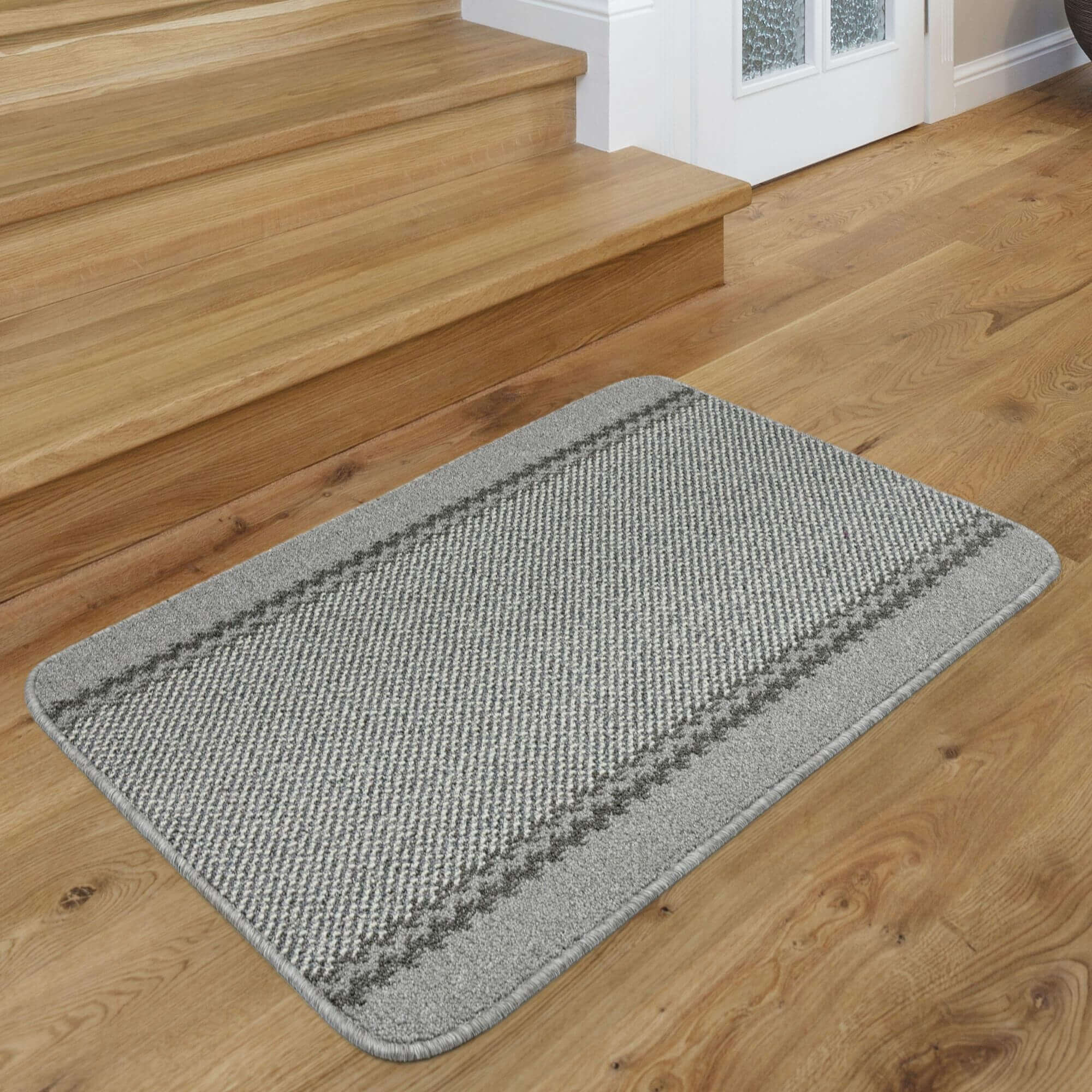 Washable Designer Bordered Grey Rug | 116G - Image 3