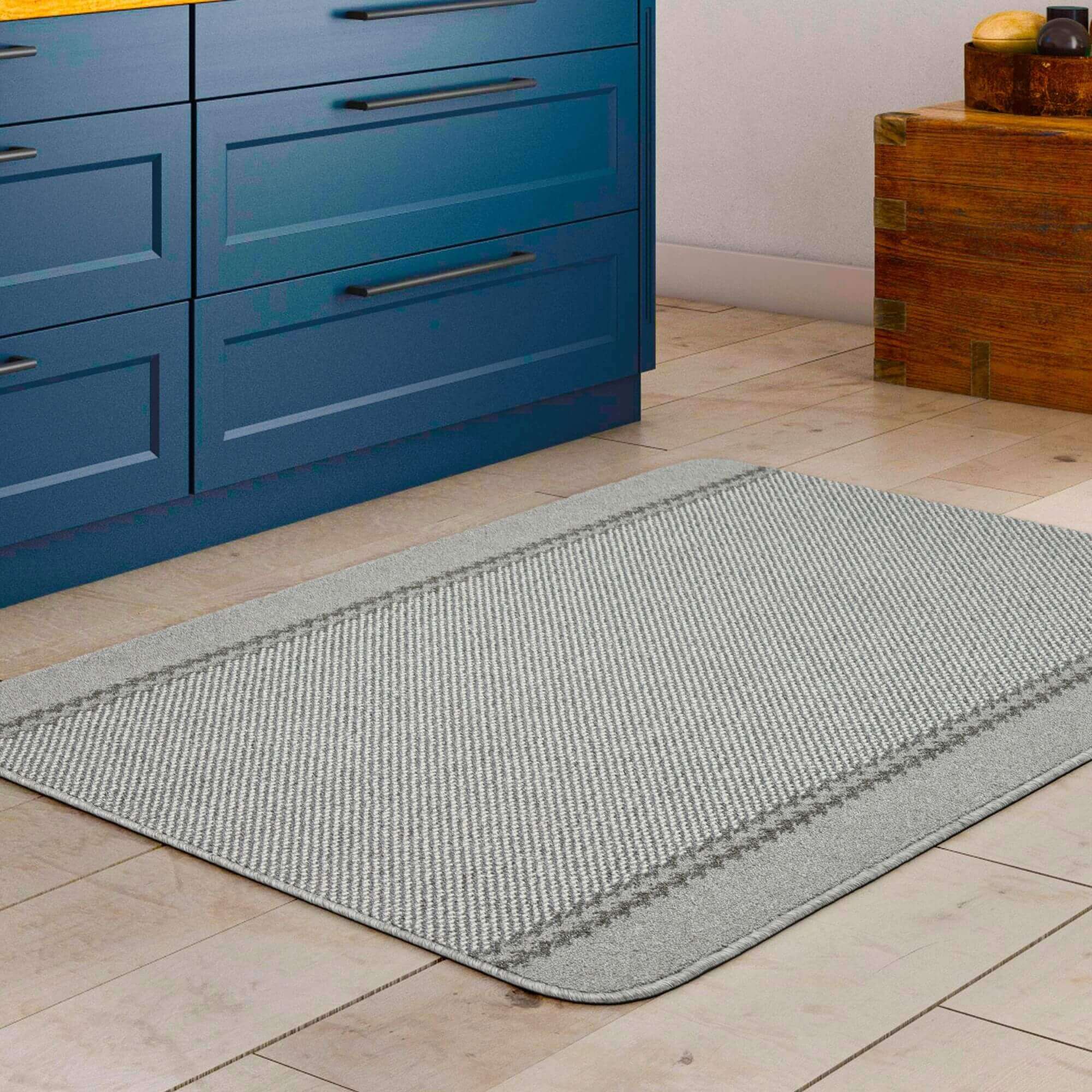 Washable Designer Bordered Grey Rug | 116G - Image 6