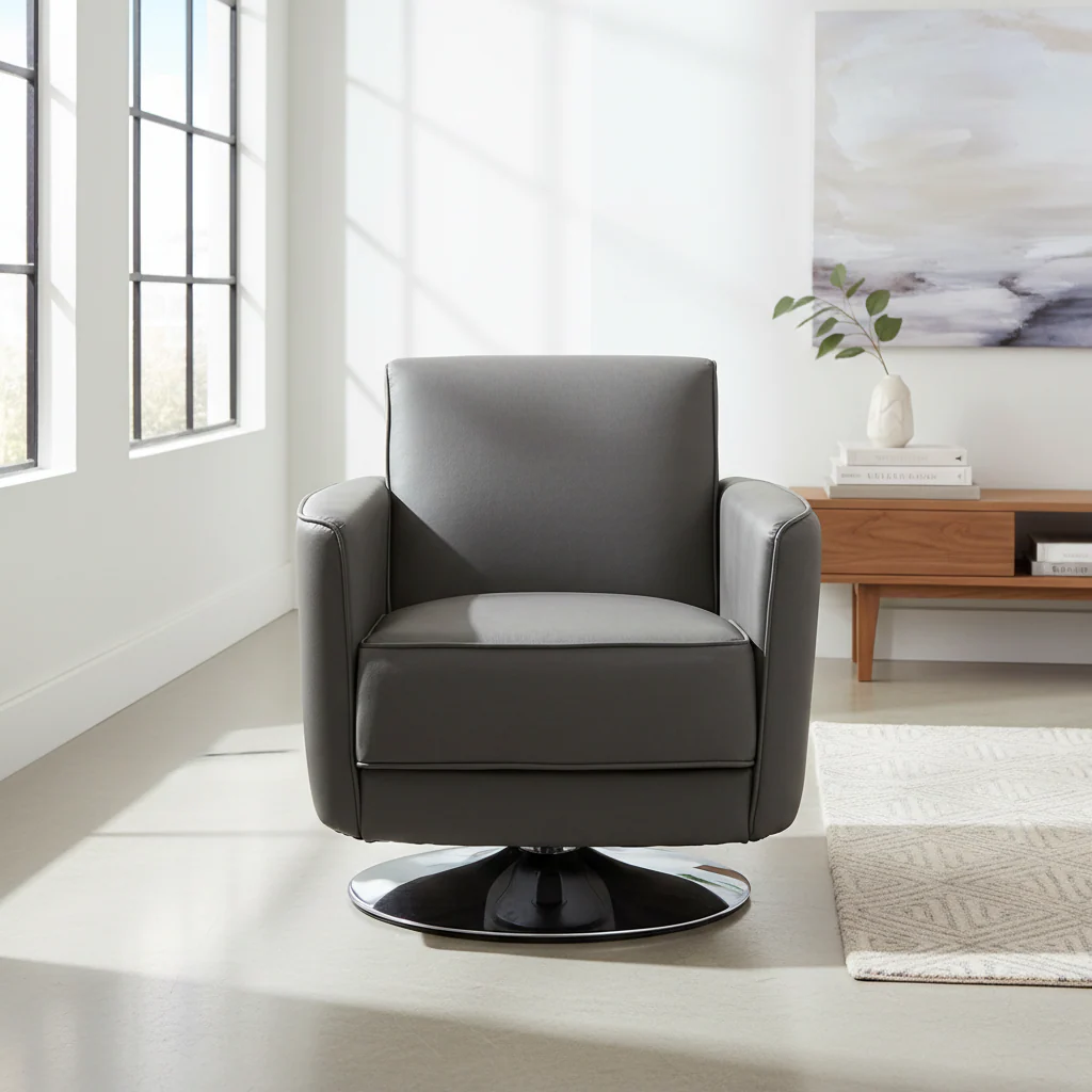 Wester Grey Leather Effect Chair - Image 4