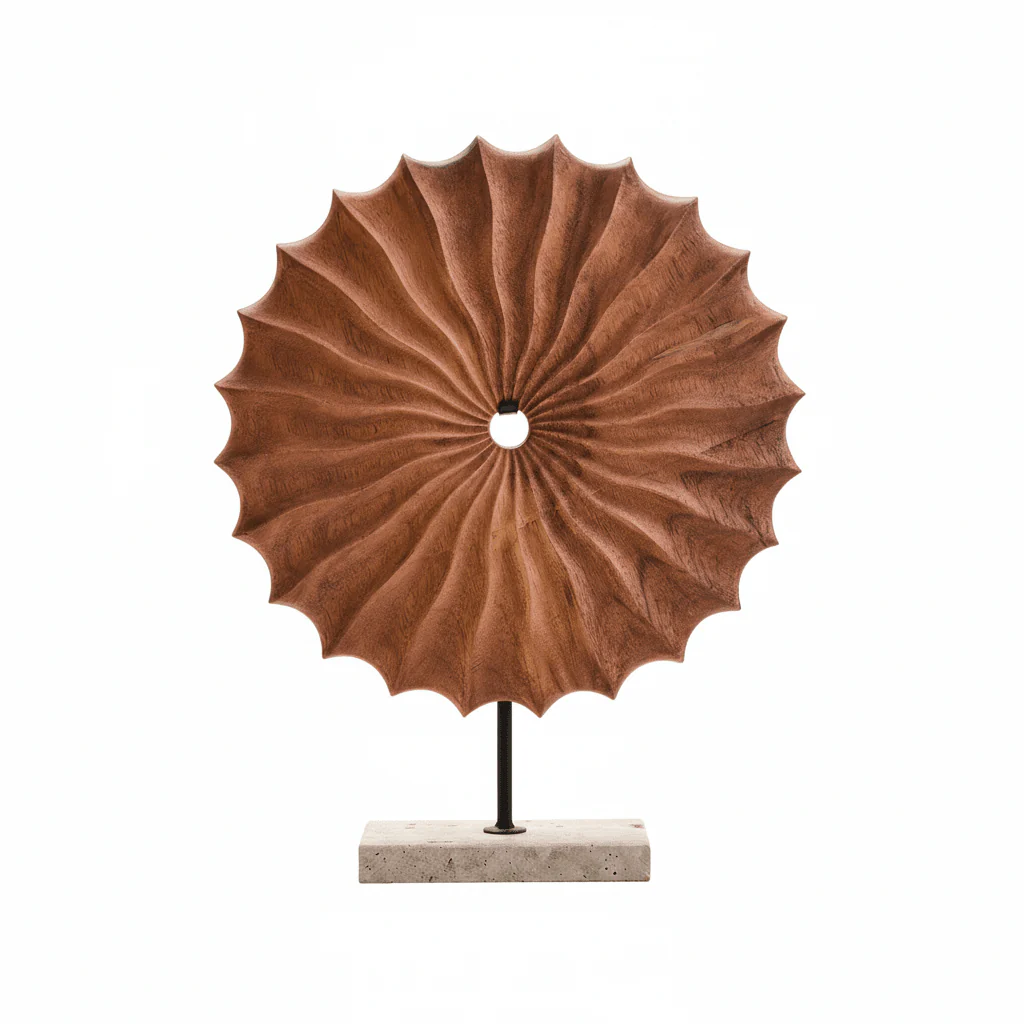 Westo Natural Wood Round Sculpture with Travertine Base - Image 5