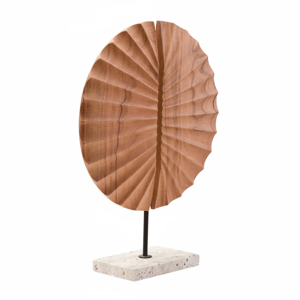 Westo Natural Wood Sculpture With Travertine Base - Image 4