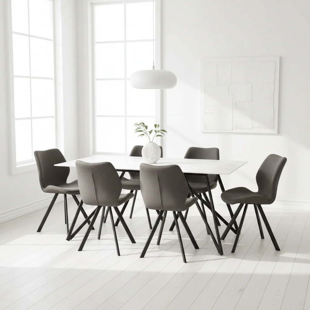Weston Marble Effect Dining Table With 6 Chairs Set - Image 3