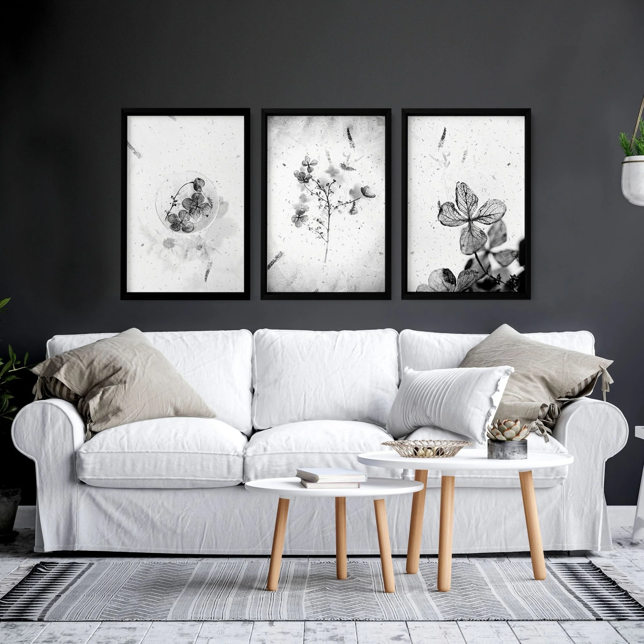 Wall arts black and white | set of 3 framed wall art prints - Image 7