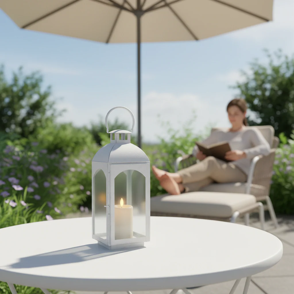 White Wash Small Mild Steel Lantern - Image 2