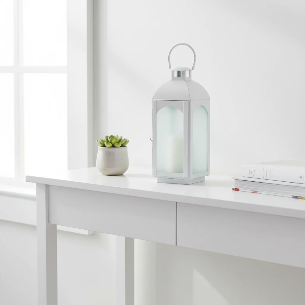 White Wash Small Mild Steel Lantern - Image 3