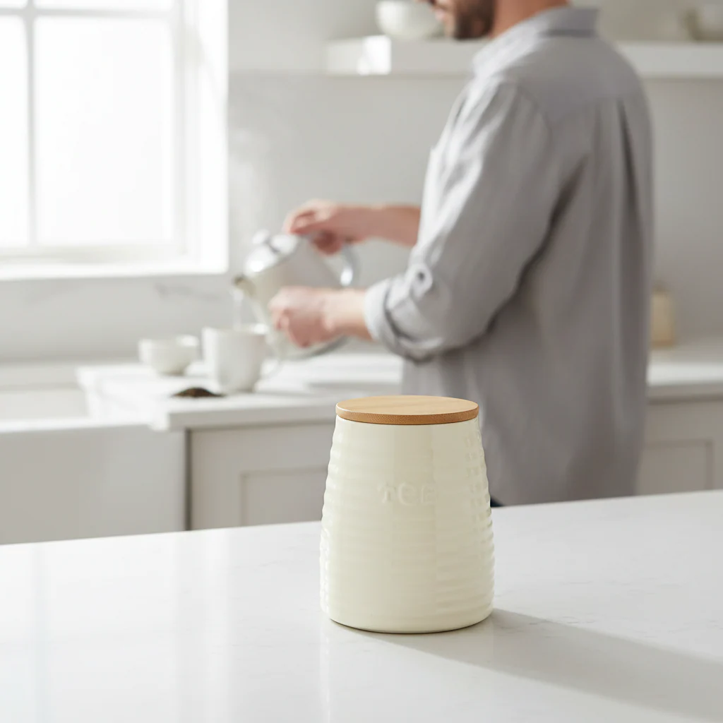 Winnie Cream Dolomite Tea Canister - Image 2