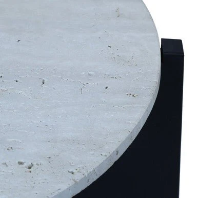Winton Travertine Top Coffee Table With Black Acacia Wood Frame - Image 10