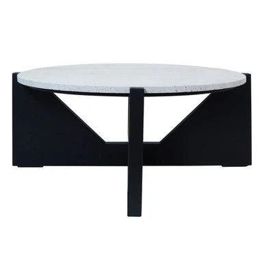 Winton Travertine Top Coffee Table With Black Acacia Wood Frame - Image 5