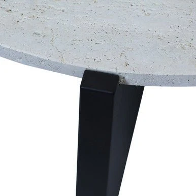 Winton Travertine Top Coffee Table With Black Acacia Wood Frame - Image 8