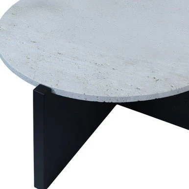 Winton Travertine Top Coffee Table With Black Acacia Wood Frame - Image 9