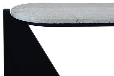 Winton Travertine Top Console Table With Black Acacia Wood Frame - Image 5
