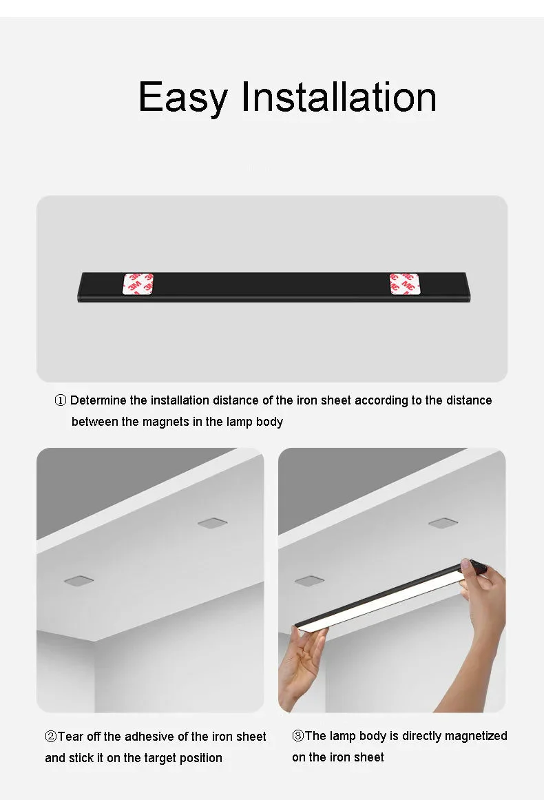 Wireless LED Night Light Motion Sensor 20 40 60 80cm USB Rechargeable Dimmable Wardrobe Lamp for Kitchen Cabinet Staircase Lamp - Image 14