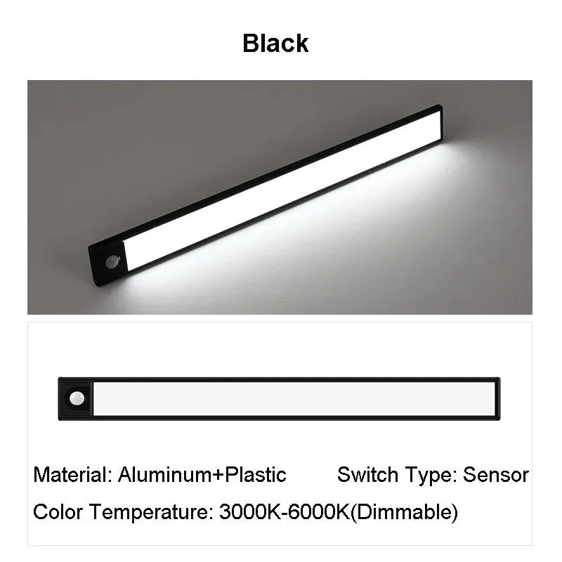 Wireless LED Night Light Motion Sensor 20 40 60 80cm USB Rechargeable Dimmable Wardrobe Lamp for Kitchen Cabinet Staircase Lamp - Image 17