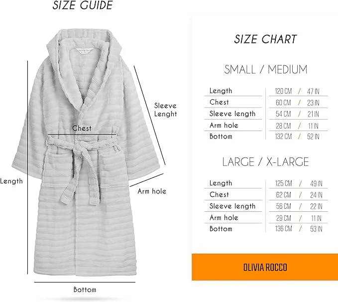 Women's Hydro Ribbed Ultra Soft 100% Cotton Hooded Bath Robes with Pockets and Belt Luxury Terry Towelling Loungewear Sleepwear in White and Grey - Image 12