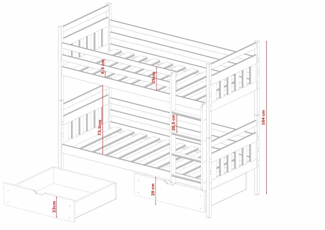 Wooden Bunk Bed Adas with Storage - Image 4