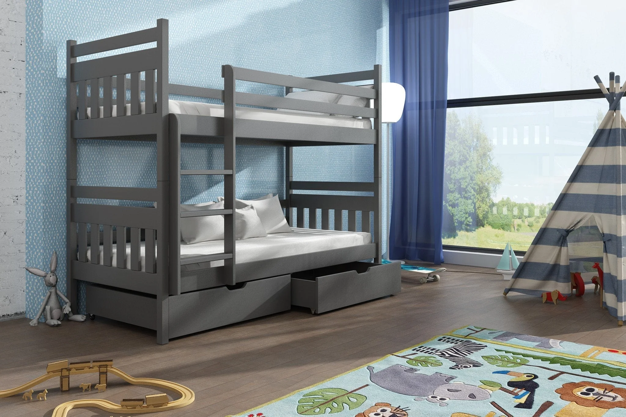 Wooden Bunk Bed Adas with Storage - Image 9