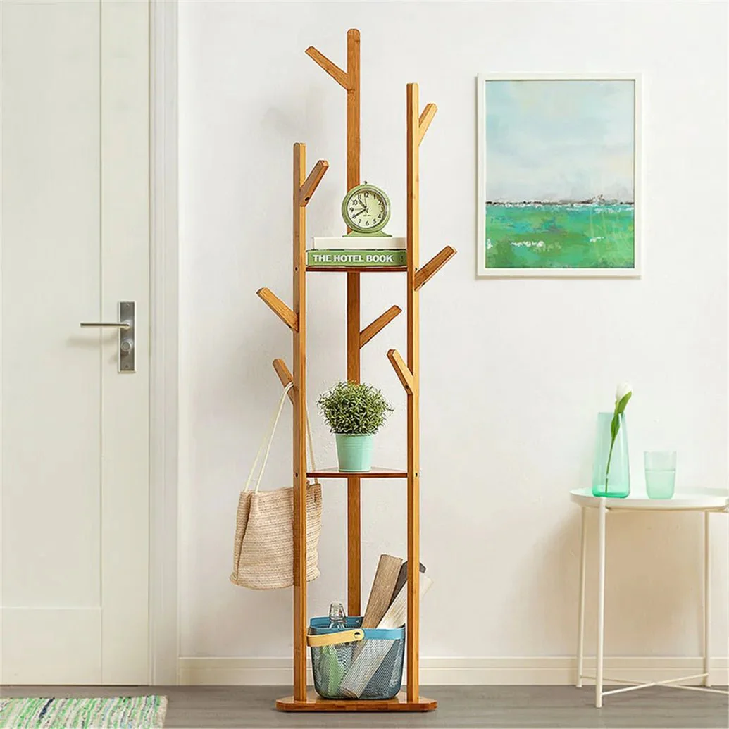 Wooden Coat and Hat Hanger Stand, Floor Standing, Clothes, Bags, Umbrella Rack, Tree Hanger, Bag Hook Holder, 10 Hooks - Image 3