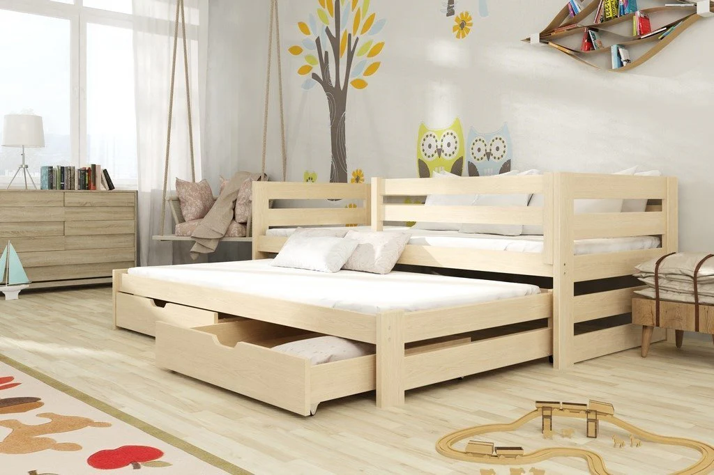 Wooden Double Bed Kubus with Trundle and Storage - Image 4
