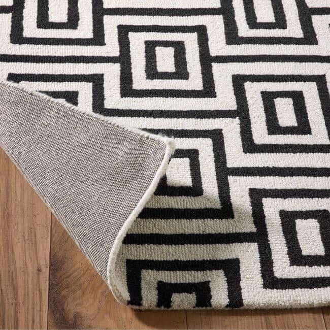 Wool Labyrinth Rug White and Black - Image 2