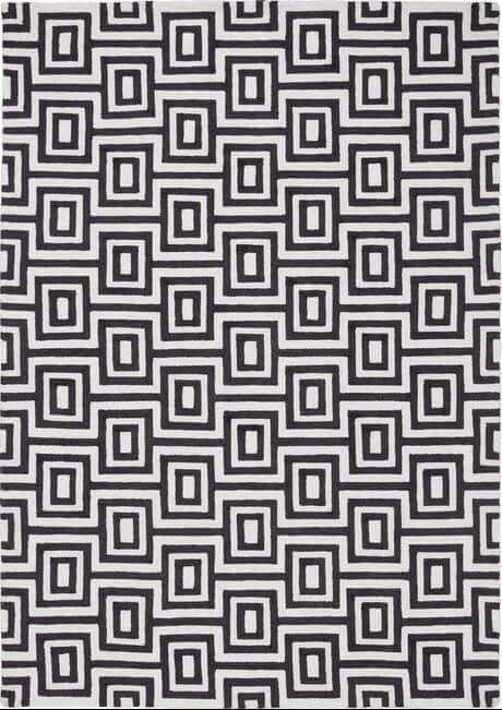 Wool Labyrinth Rug White and Black - Image 3