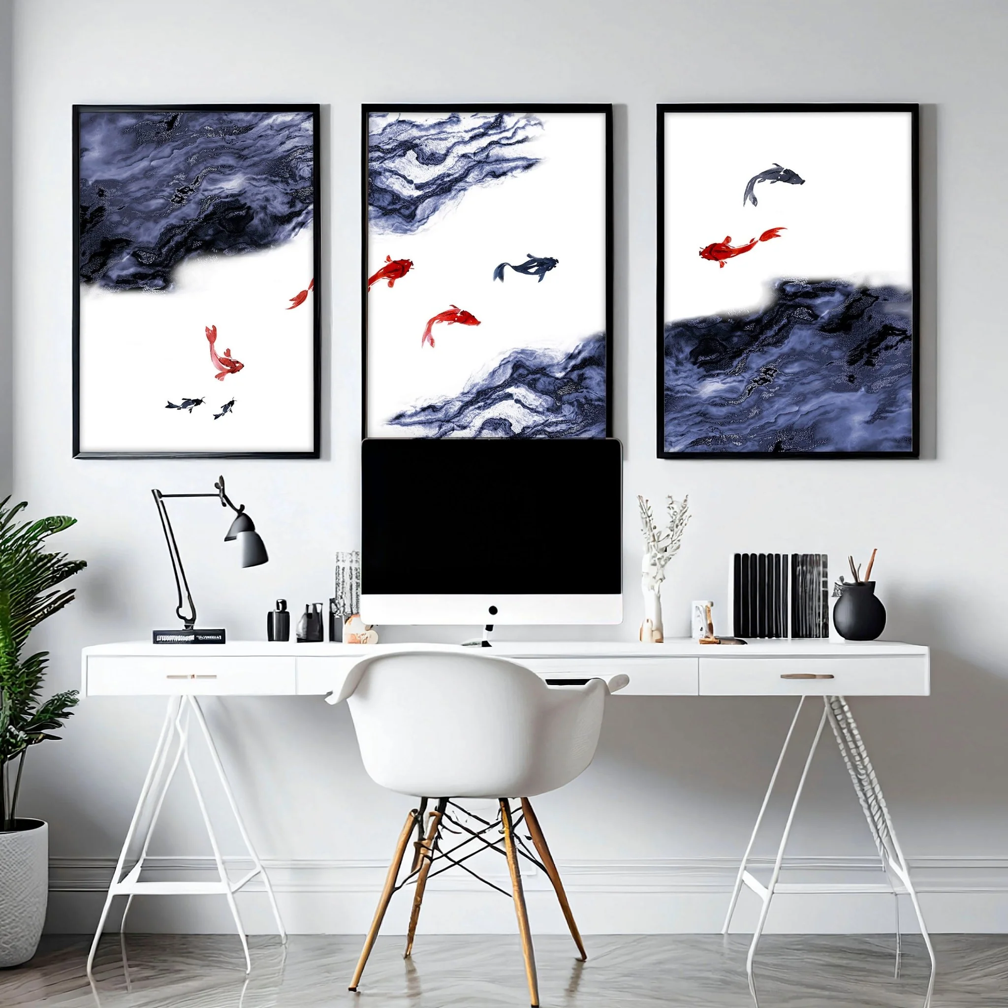 Work office wall art | set of 3 Japanese wall art - Image 6