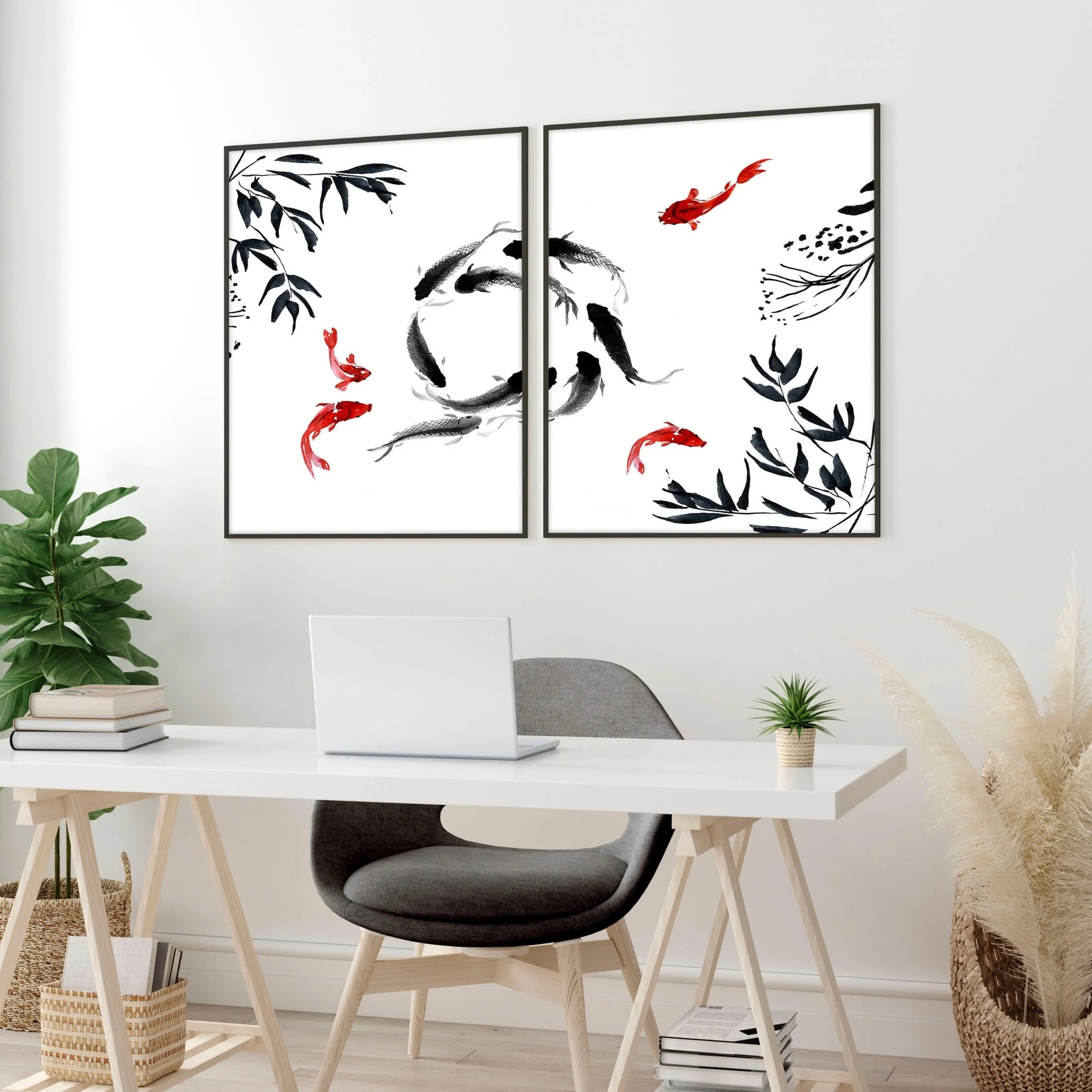 Workplace gallery wall | set of 2 Japanese wall art - Image 3