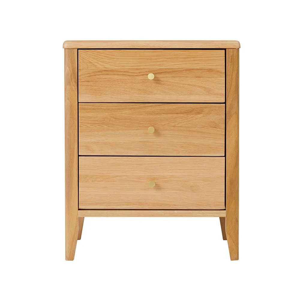Wright Oak 3 Drawer Bedside Table - Image 8