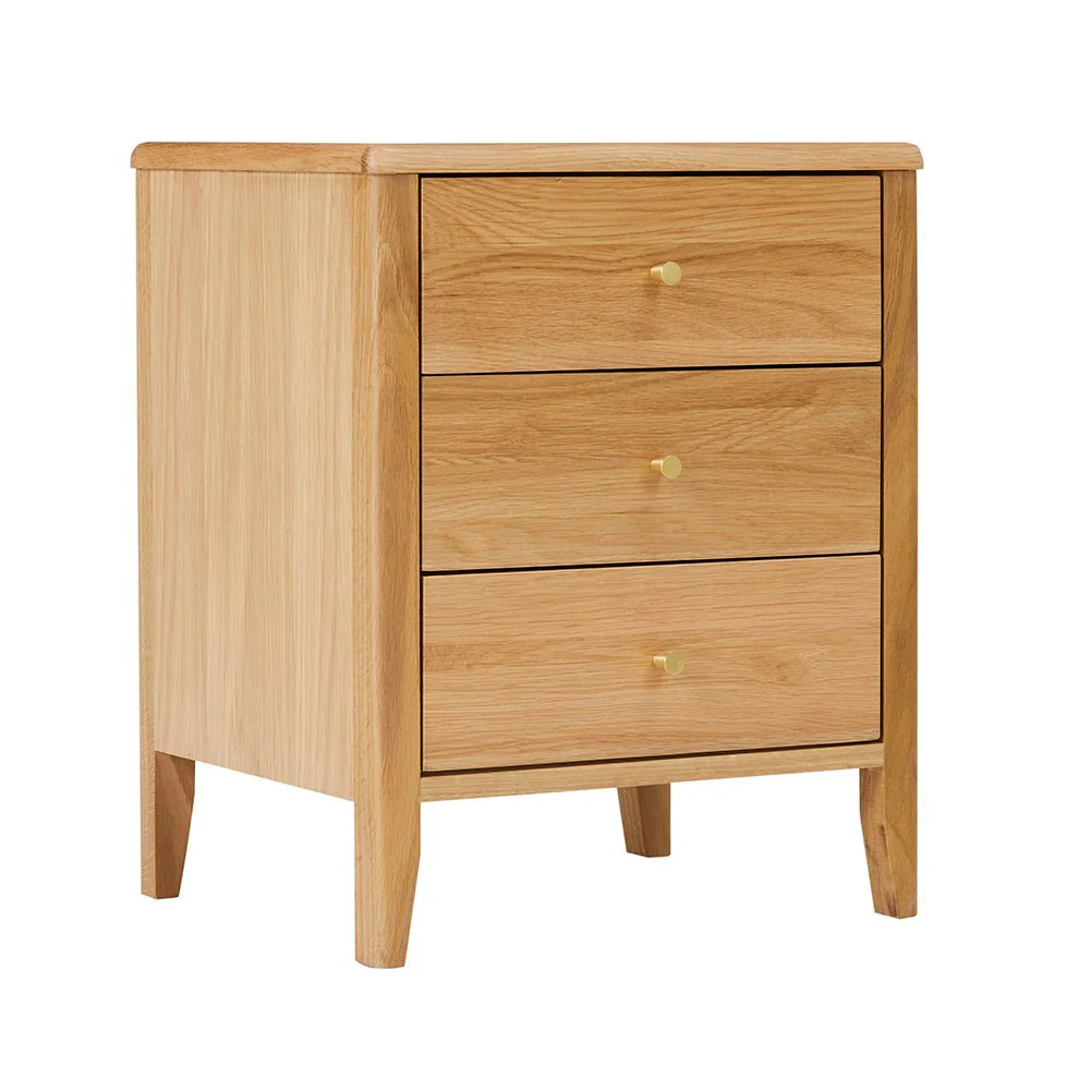 Wright Oak 3 Drawer Bedside Table - Image 9