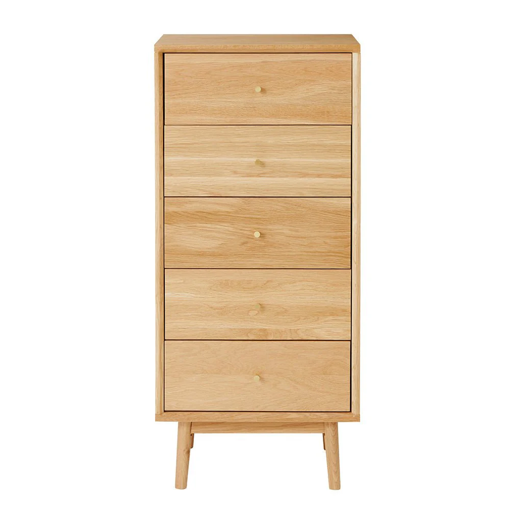 Wright Oak Tallboy Chest of 5 Drawers - Image 8