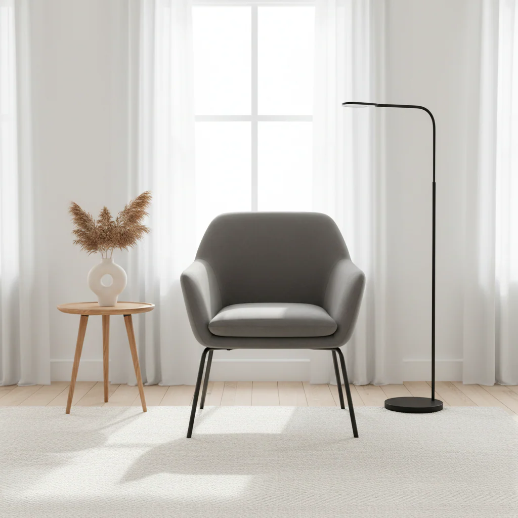 Xander Grey Velvet And Black Frame Armchair - Image 3