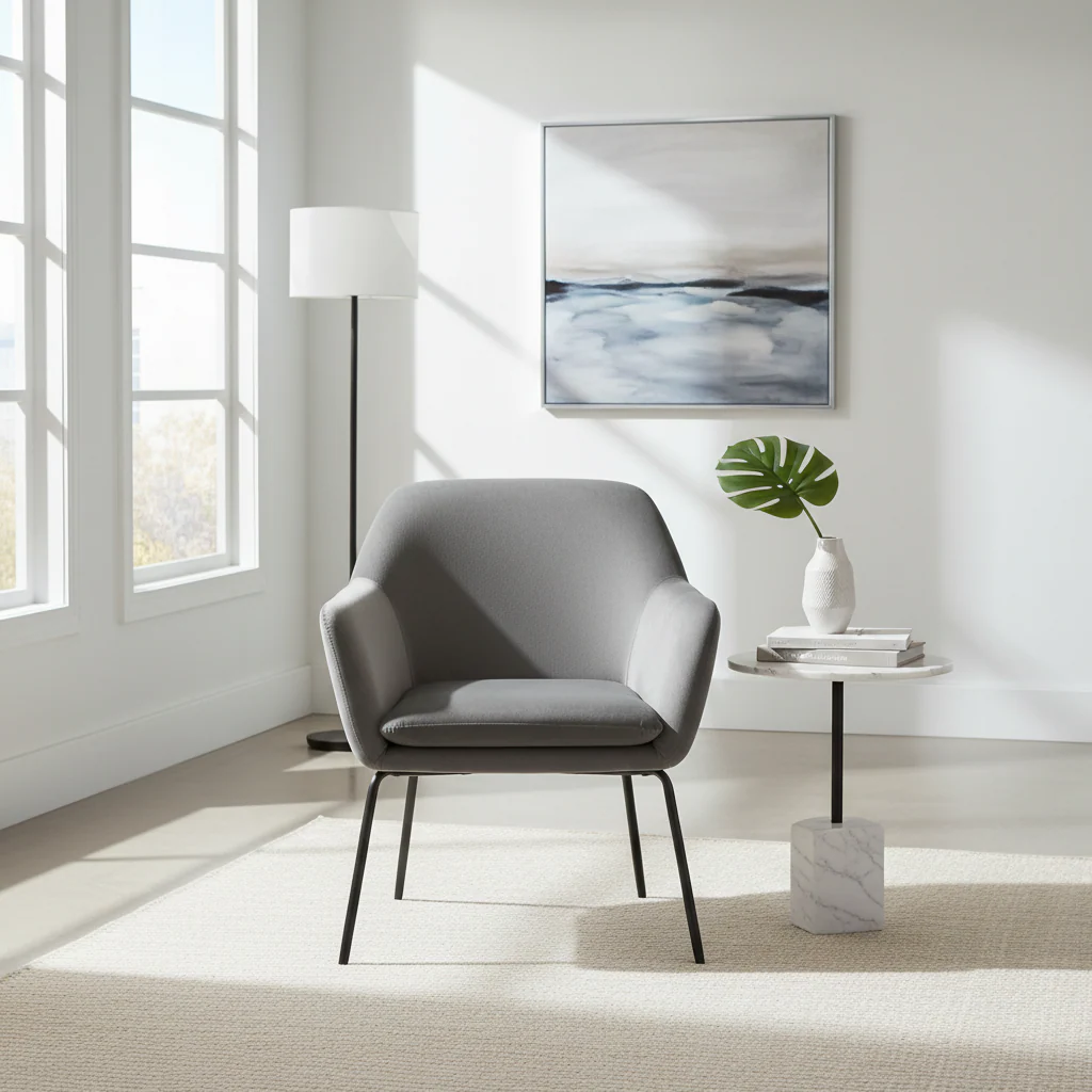 Xander Grey Velvet And Black Frame Armchair - Image 4