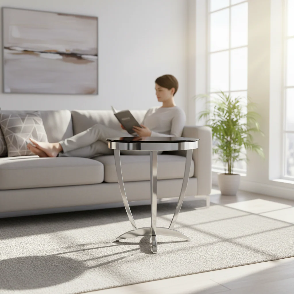 Yasmin Black Tempered Glass Side Table - Image 2