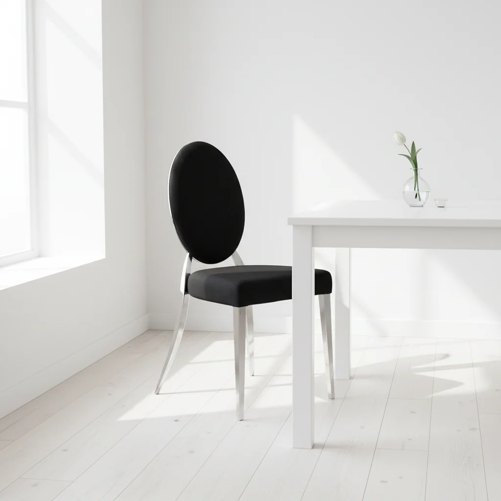 Yasmin Black Velvet And Silver Chair - Image 3