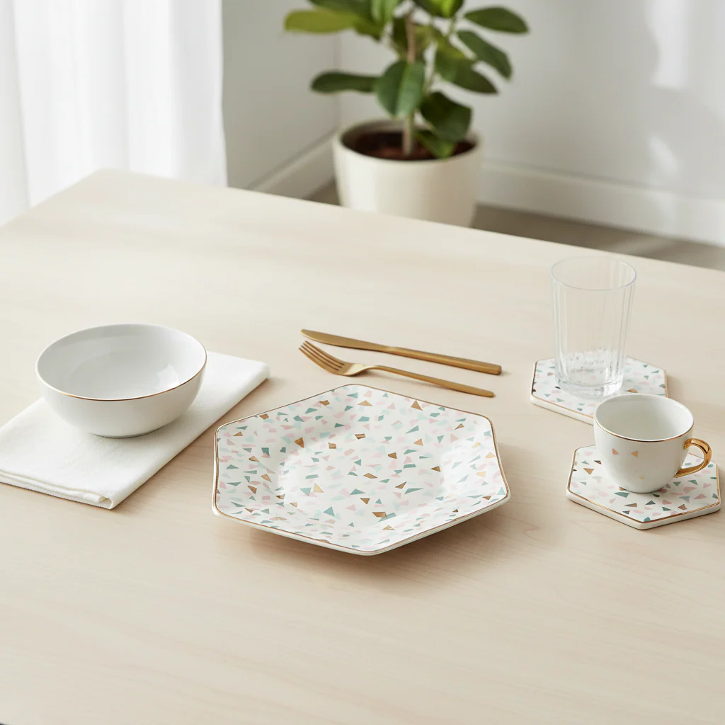 Yuki Terrazzo Pattern Dinner Plate - Image 4
