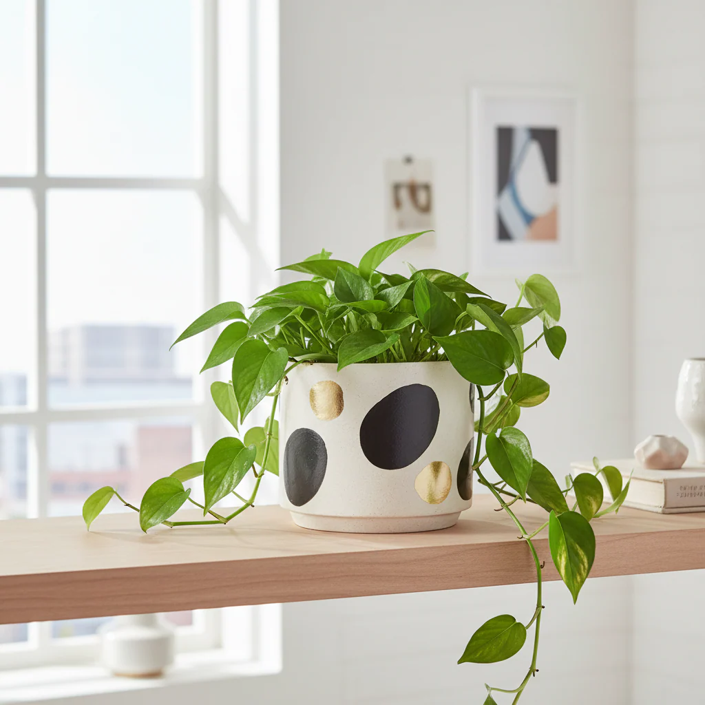 Yuri White And Gold Spotted Planter - Image 2