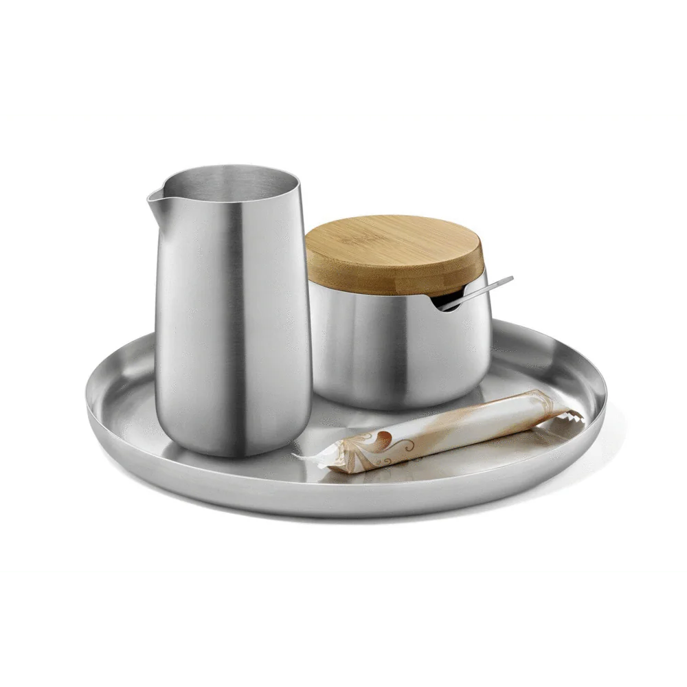 Bevo Premium Brushed Stainless Steel Sugar Pot with Bamboo Accents - Image 2