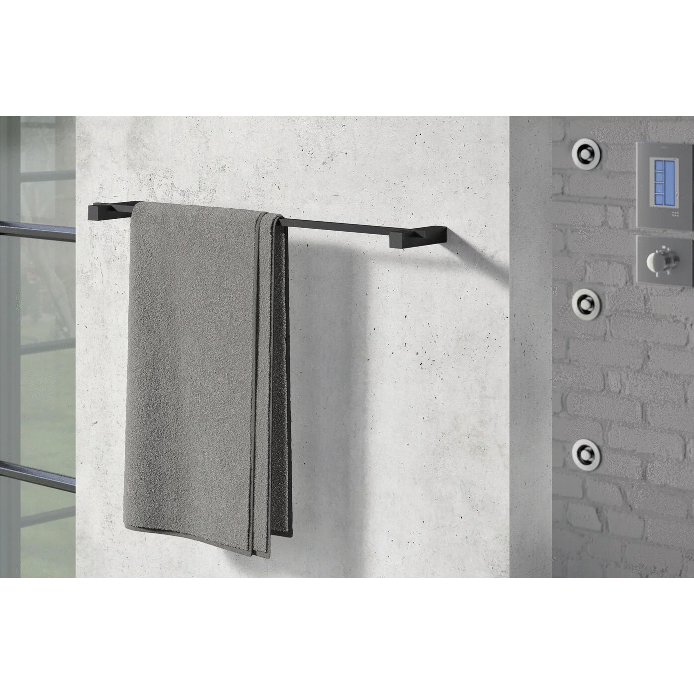 Carvo Powder Coated Black Stainless Steel 65.8 cm Towel Rail 40502 - Image 4