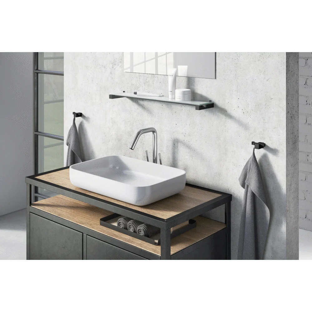 Carvo Powder Coated Black Stainless Steel Double Towel/Robe Hook 40504 - Image 3