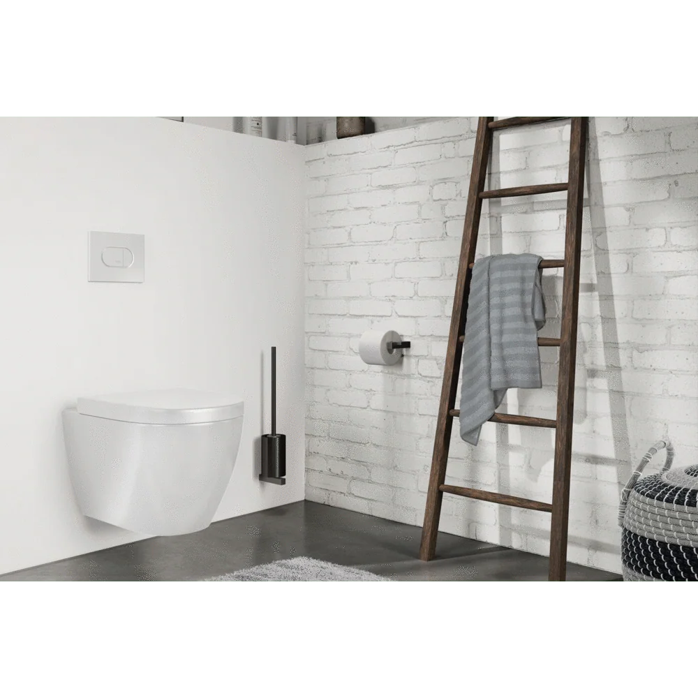 Carvo Powder Coated Black Stainless Steel Wall Toilet Brush 40507 - Image 2