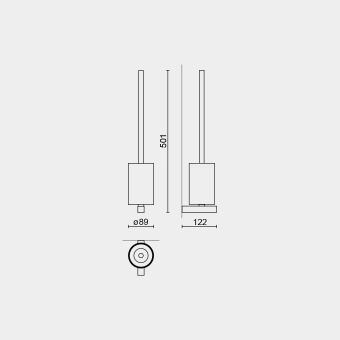 Carvo Powder Coated Black Stainless Steel Wall Toilet Brush 40507 - Image 3