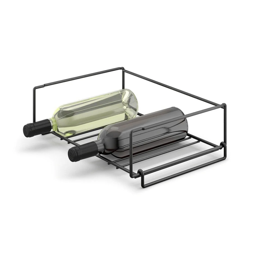Cubeto Premium Stackable Wine Rack - Powder Coated Black Steel Storage Solution - Image 2