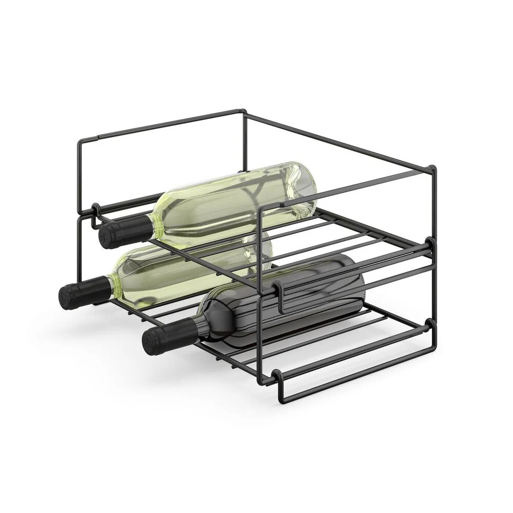 Cubeto Premium Stackable Wine Rack - Powder Coated Black Steel Storage Solution - Image 3