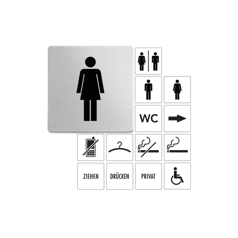 Indici Premium Brushed Steel Women's Information Sign - Image 2